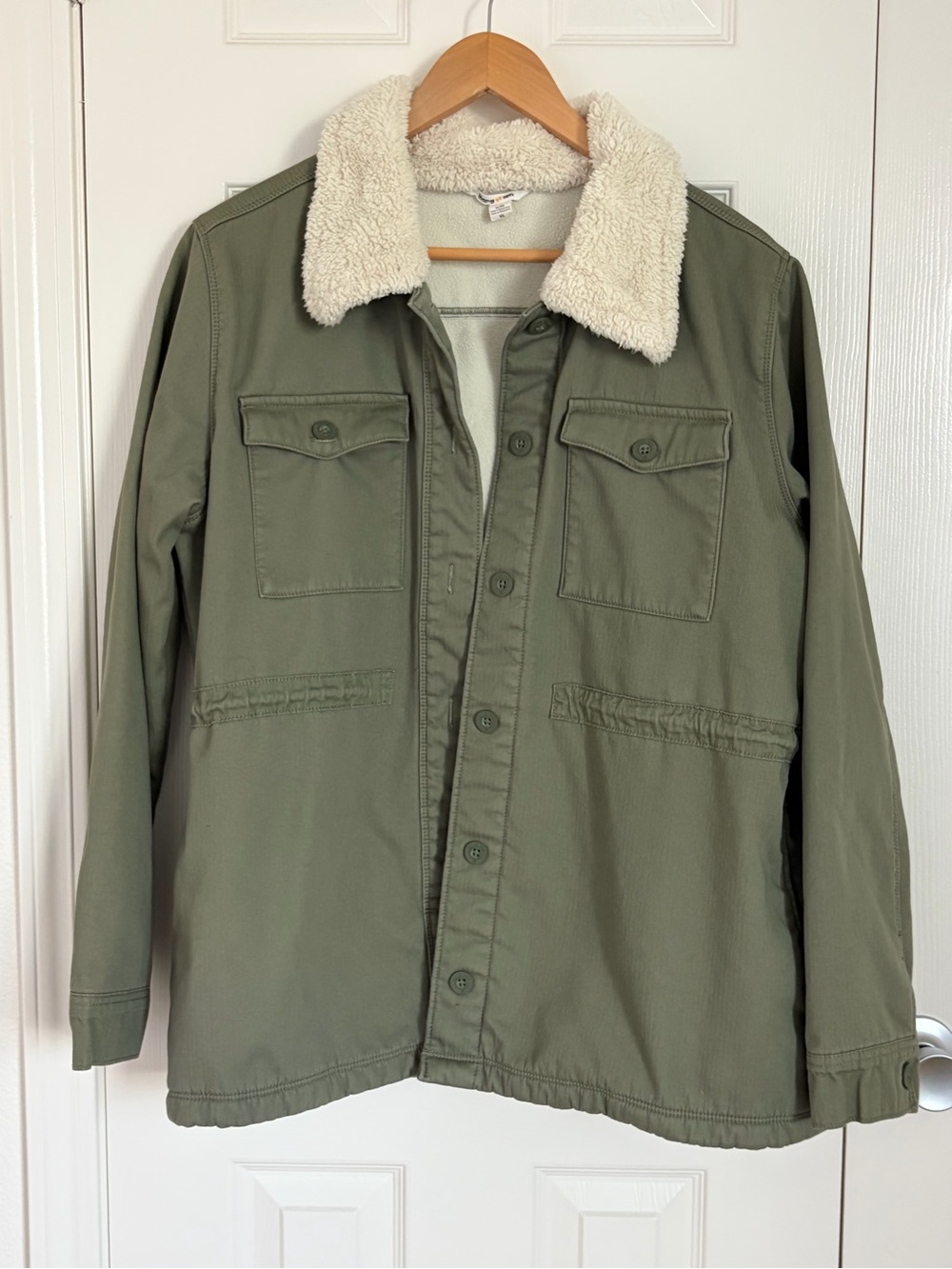 Hang Ten Women's Size XL Olive Green Sherpa Lined Shacket Jacket